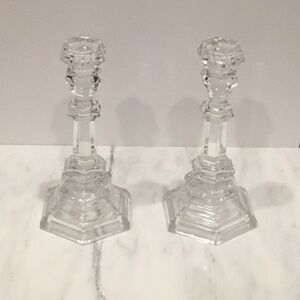Tiffany & Co Crystal Plymouth Candlesticks Pair